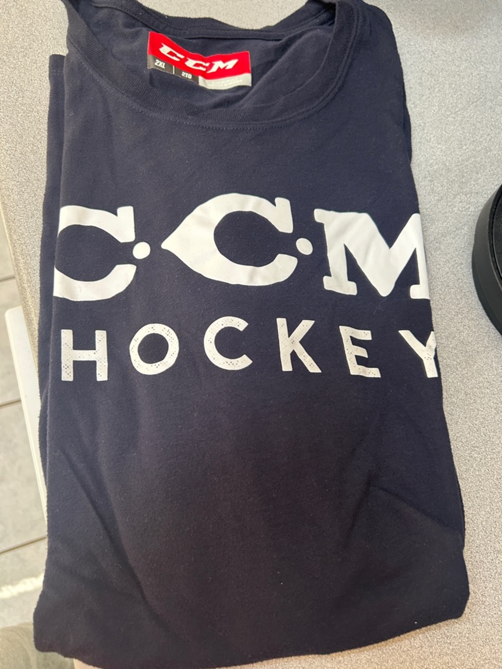 CCM Navy and White Logo Hockey Tee